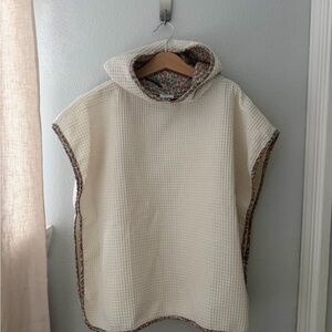 Zara Cream Waffle Coverup with Floral Trim